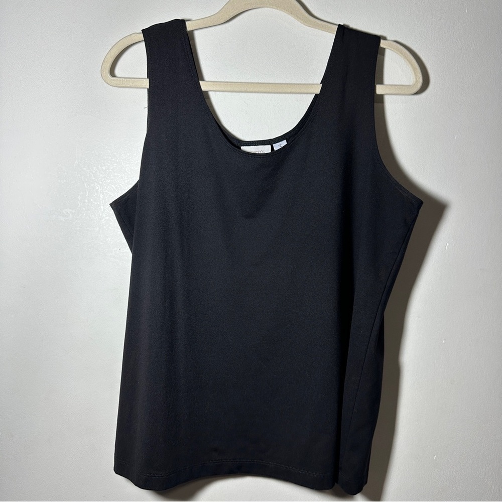 Chico’s Tank Top Black Sleeveless Stretch Nylon Spandex Basic Top Size 3 (XL)